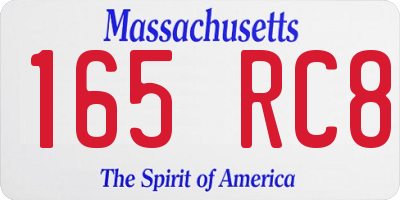 MA license plate 165RC8