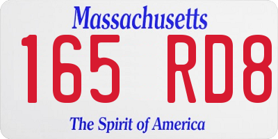 MA license plate 165RD8