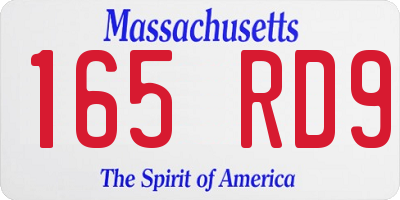 MA license plate 165RD9