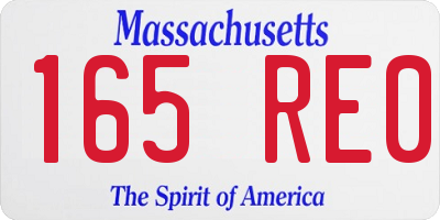 MA license plate 165RE0