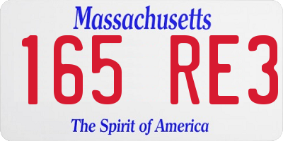 MA license plate 165RE3