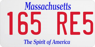 MA license plate 165RE5
