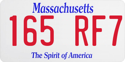 MA license plate 165RF7