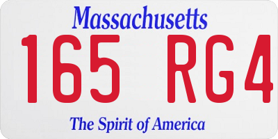 MA license plate 165RG4