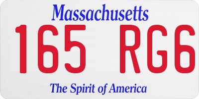 MA license plate 165RG6