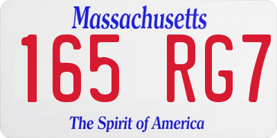 MA license plate 165RG7
