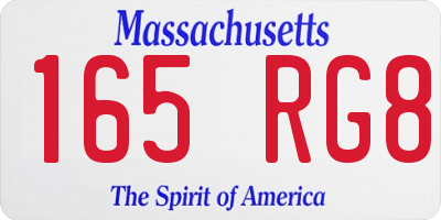 MA license plate 165RG8