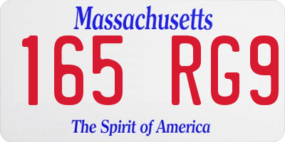 MA license plate 165RG9