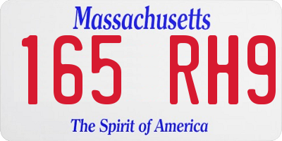 MA license plate 165RH9
