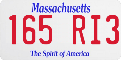 MA license plate 165RI3