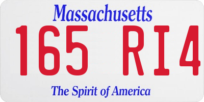 MA license plate 165RI4