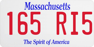 MA license plate 165RI5