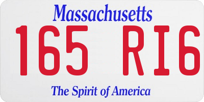 MA license plate 165RI6