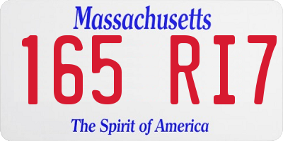 MA license plate 165RI7