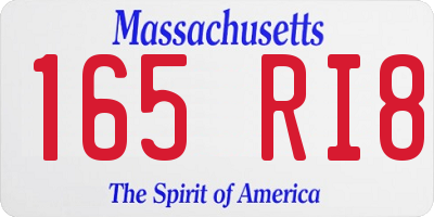 MA license plate 165RI8