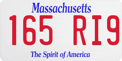 MA license plate 165RI9