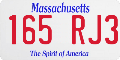 MA license plate 165RJ3