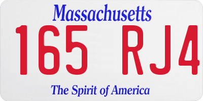 MA license plate 165RJ4