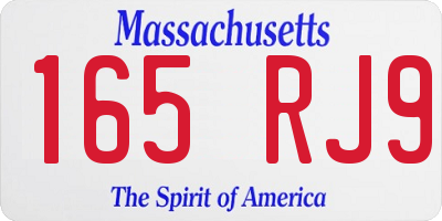 MA license plate 165RJ9