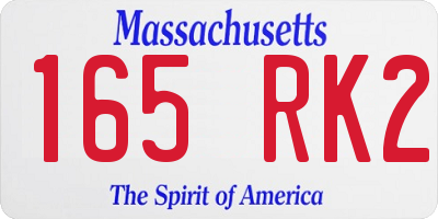 MA license plate 165RK2