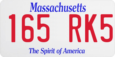 MA license plate 165RK5
