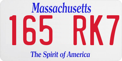 MA license plate 165RK7
