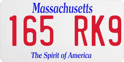 MA license plate 165RK9