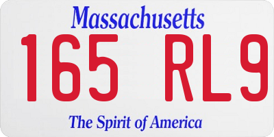 MA license plate 165RL9