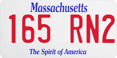 MA license plate 165RN2