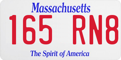 MA license plate 165RN8