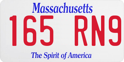 MA license plate 165RN9