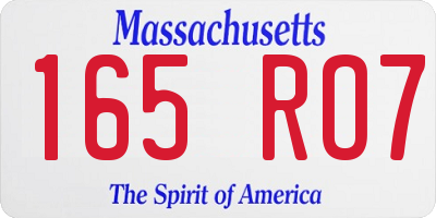 MA license plate 165RO7