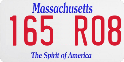 MA license plate 165RO8