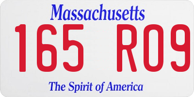MA license plate 165RO9