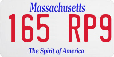 MA license plate 165RP9