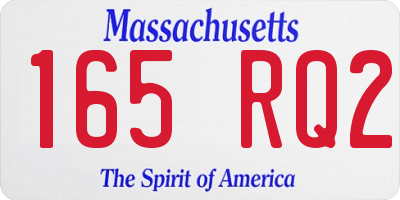 MA license plate 165RQ2