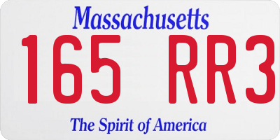 MA license plate 165RR3