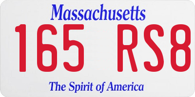 MA license plate 165RS8