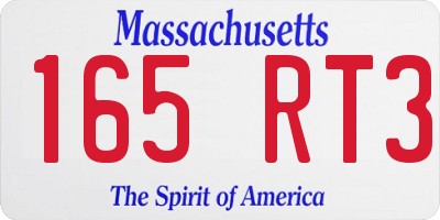 MA license plate 165RT3