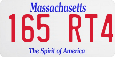 MA license plate 165RT4