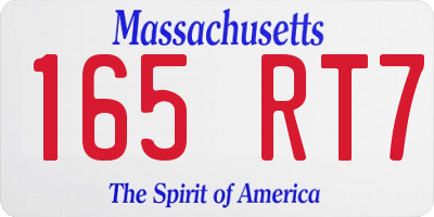 MA license plate 165RT7
