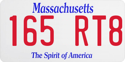 MA license plate 165RT8