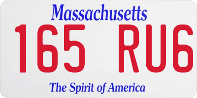 MA license plate 165RU6