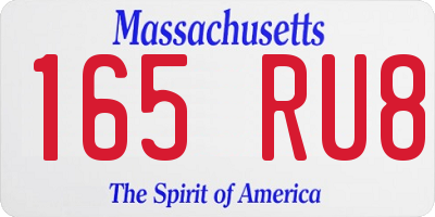 MA license plate 165RU8