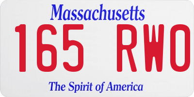 MA license plate 165RW0