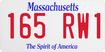 MA license plate 165RW1