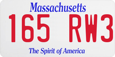 MA license plate 165RW3