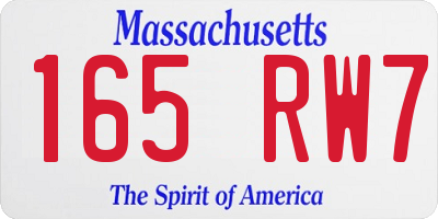MA license plate 165RW7