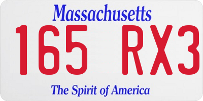 MA license plate 165RX3