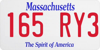MA license plate 165RY3